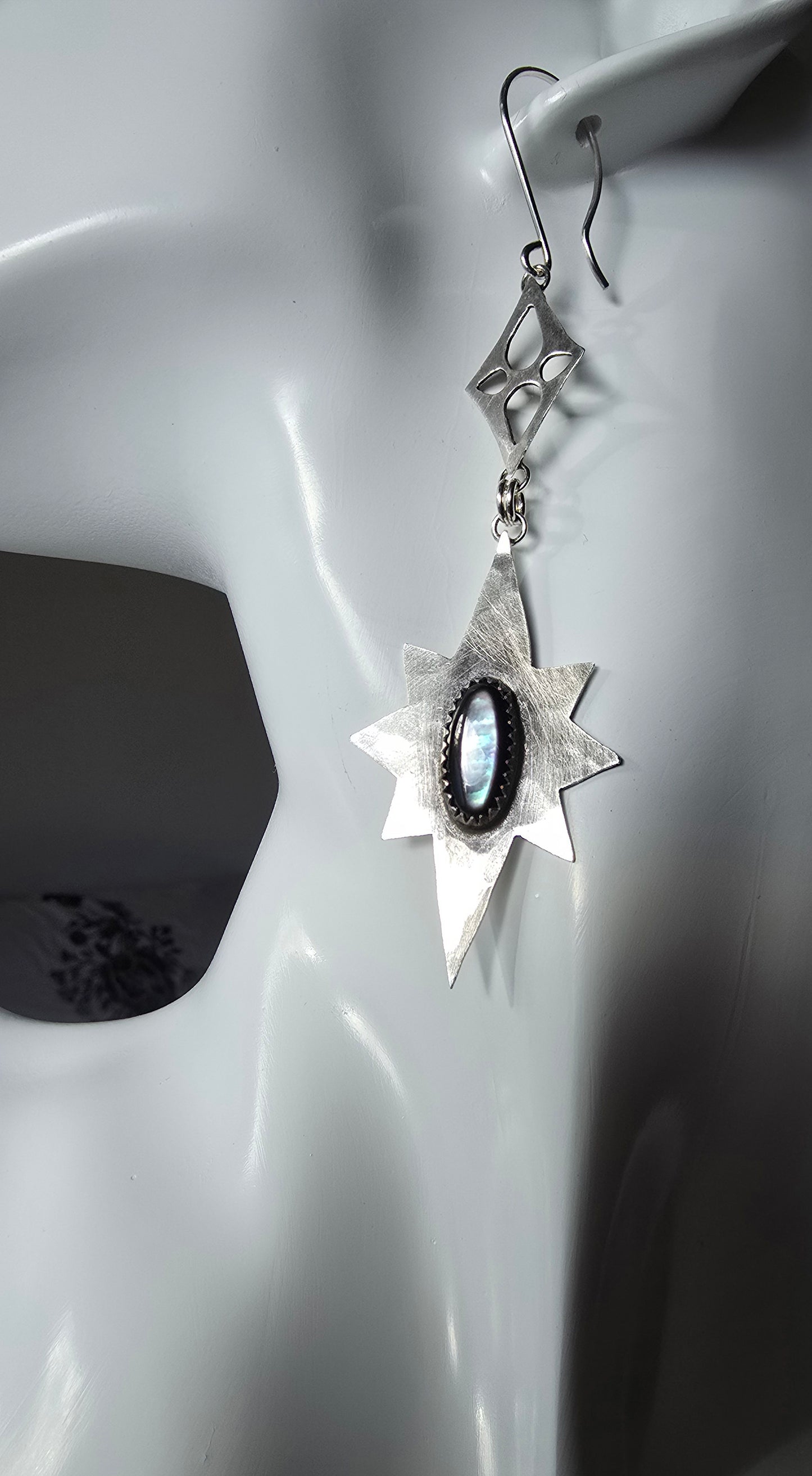 ANCIENT DARK STARS Earrings - Dark Mother of Pearl in Fine and All Sterling Silver