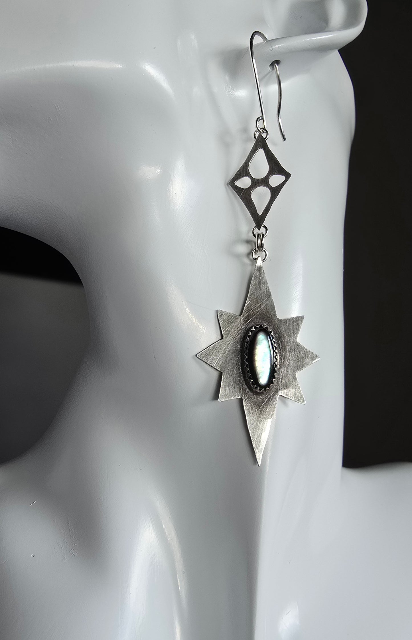 ANCIENT DARK STARS Earrings - Dark Mother of Pearl in Fine and All Sterling Silver