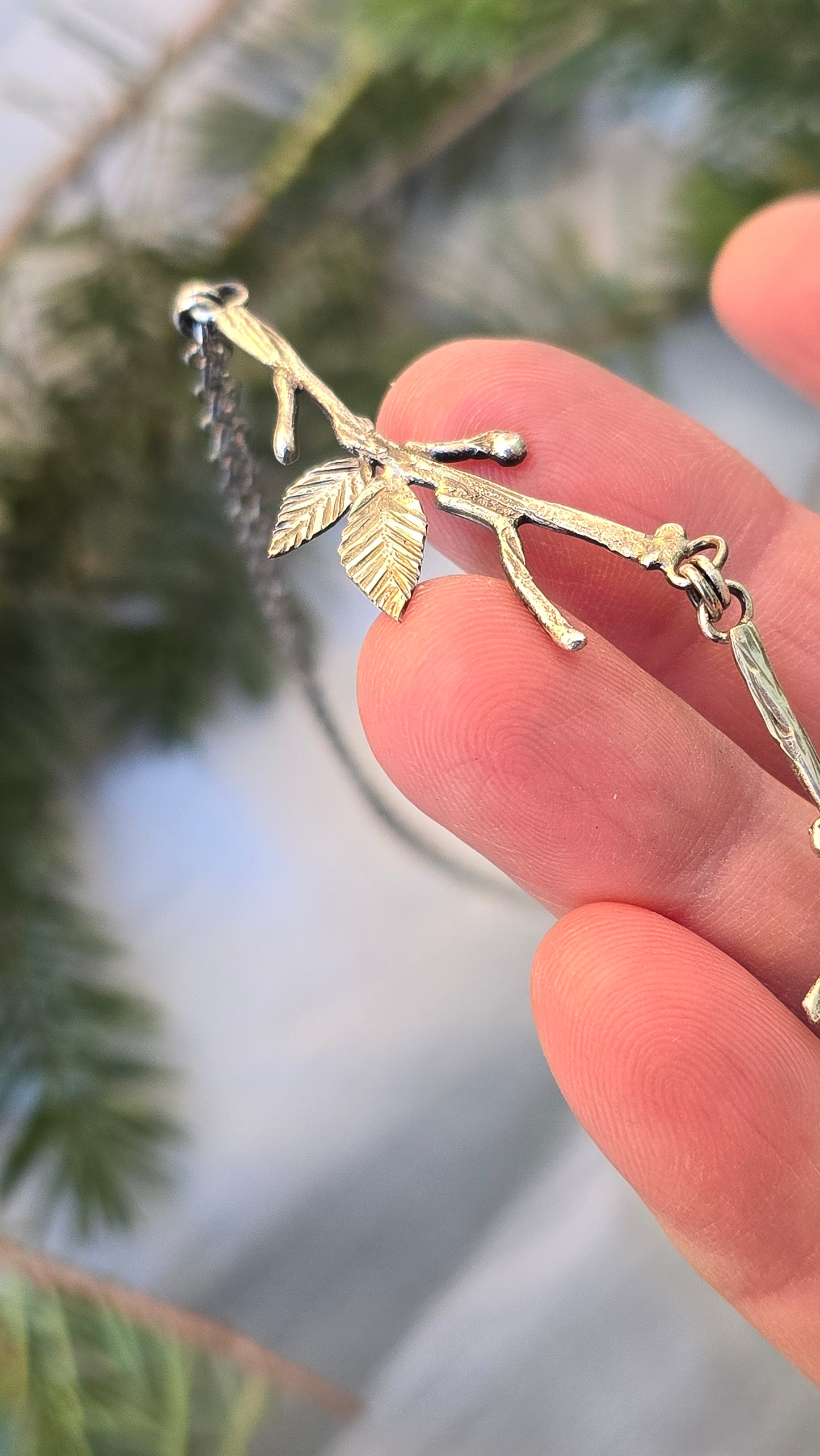 GHOST FOREST Necklace - Large Rose Cut Fire Moss Aquarmarine in Fine and Sterling Silver