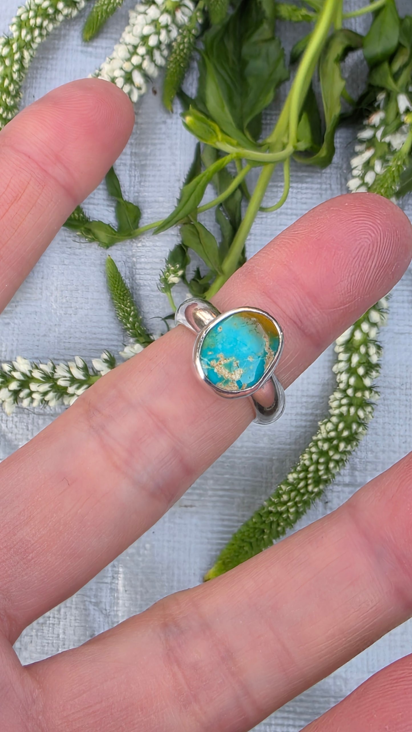 STONE MOUNTAIN TURQUOISE Ring - (size 6.75) All Sterling Silver