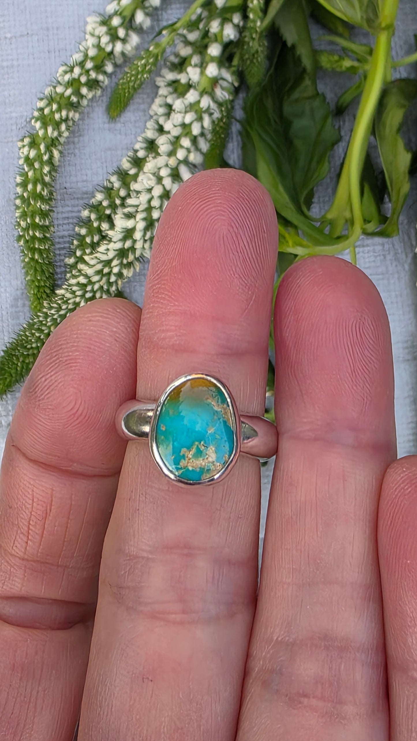 STONE MOUNTAIN TURQUOISE Ring - (size 6.75) All Sterling Silver