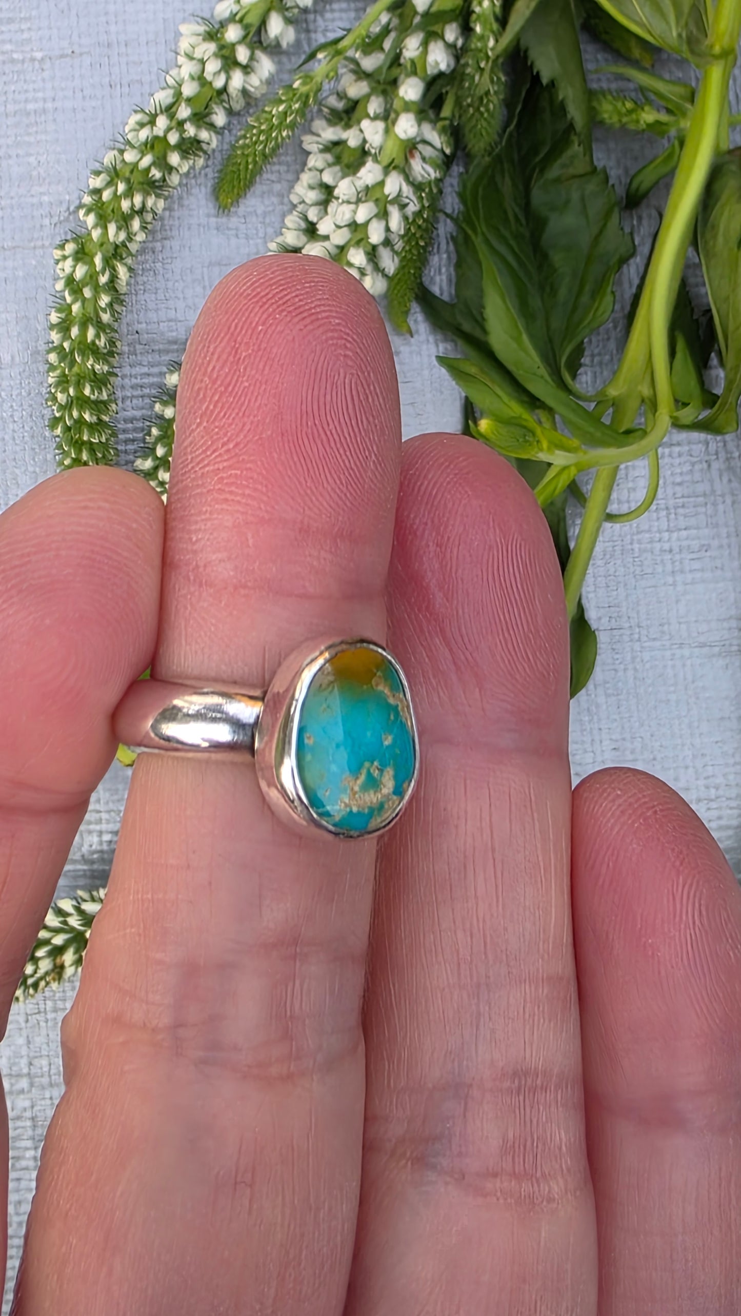 STONE MOUNTAIN TURQUOISE Ring - (size 6.75) All Sterling Silver